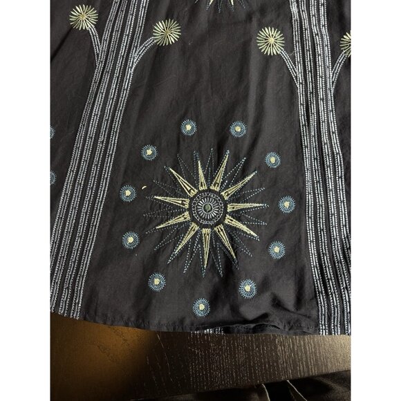 EMPORIO SIRENUSE Womens Size 46/US 10 Camille Navy Blue Embroidered Maxi Skirt - Picture 5 of 9